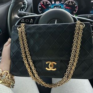 SOLD!!CHANEL vintage double flap 24kt medium bag